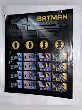 🔴Full Sheet 2014 Batman USPS 20 Stamp Pane - Forever Cents Stamps